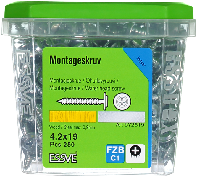 MONTAGESKRUV ESSVE MED VASS SPETS PH2 FZB 4,2X19 250ST