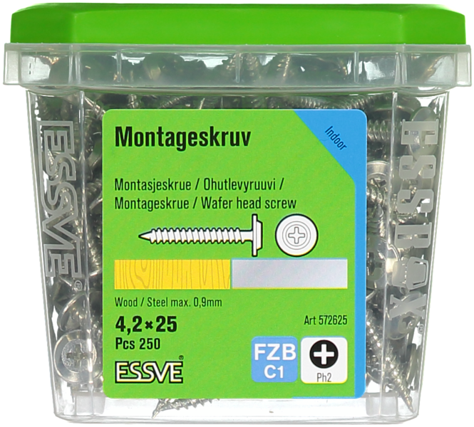 MONTAGESKRUV ESSVE MED VASS SPETS PH2 FZB 4,2X25 250ST