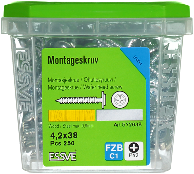 MONTAGESKRUV ESSVE MED VASS SPETS PH2 FZB 4,2X38 250ST