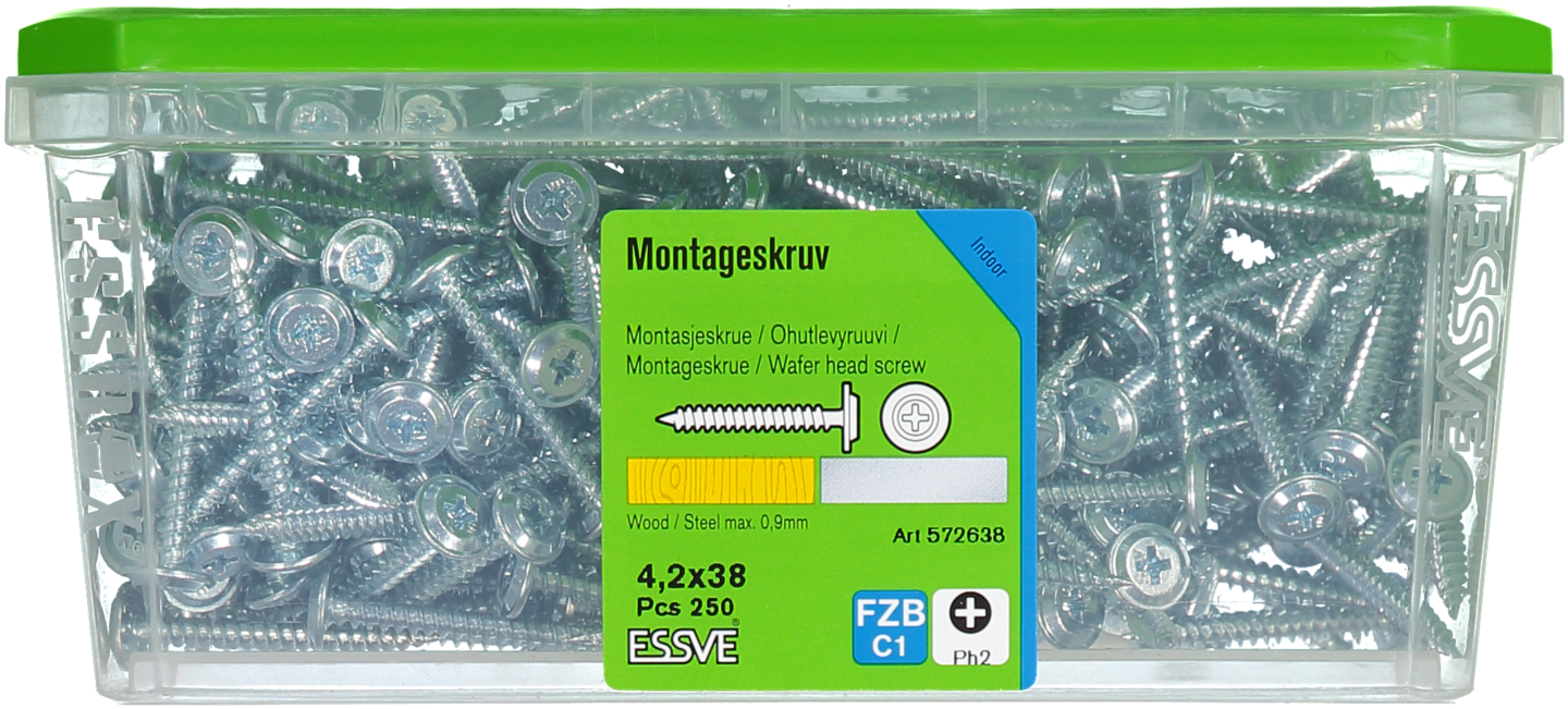 MONTAGESKRUV ESSVE MED VASS SPETS PH2 FZB 4,2X38 250ST