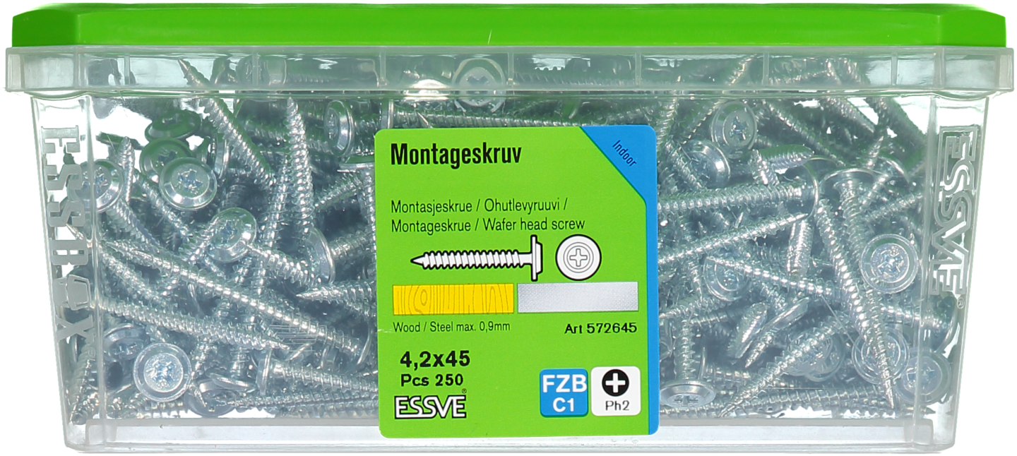 MONTAGESKRUV ESSVE MED VASS SPETS PH2 FZB 4,2X45 250ST