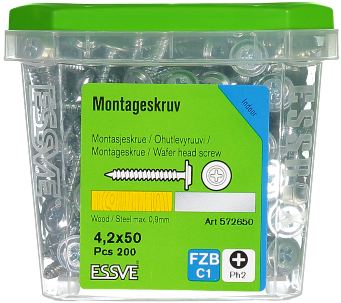 MONTAGESKRUV ESSVE MED VASS SPETS PH2 FZB 4,2X50 200ST