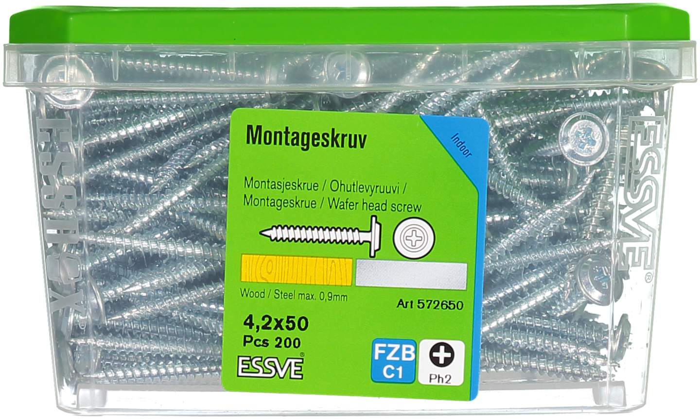 MONTAGESKRUV ESSVE MED VASS SPETS PH2 FZB 4,2X50 200ST