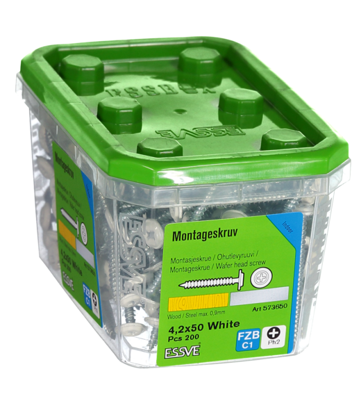MONTAGESKRUV ESSVE MED VASS SPETS PH2 VITLACKERAD 4,2X50 200ST