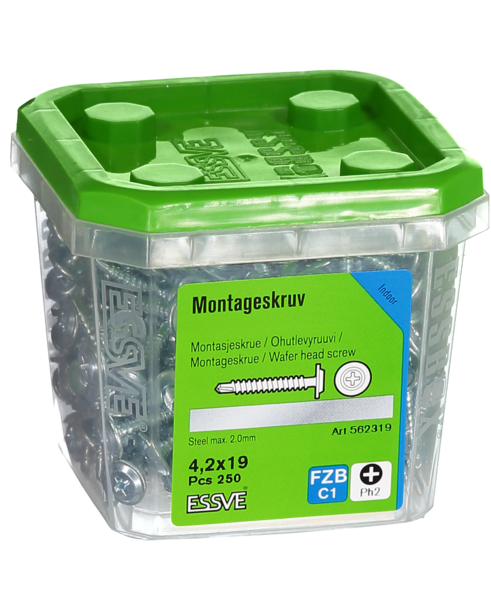 MONTAGESKRUV ESSVE MED BORRSPETS PH2 FZB 4,2X19 250ST