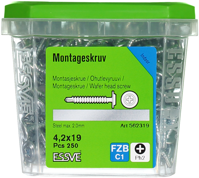 MONTAGESKRUV ESSVE MED BORRSPETS PH2 FZB 4,2X19 250ST