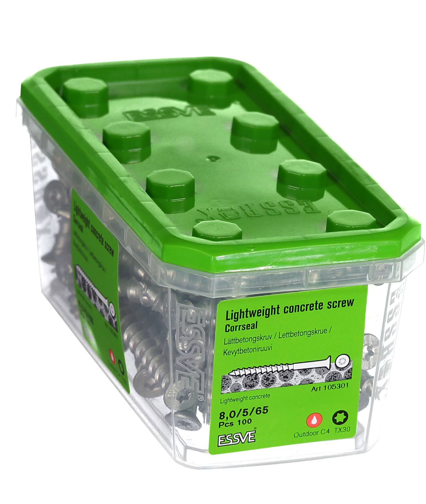 LÄTTBETONGSKRUV 8X65 CS 100ST FÖRSÄNKT SKALLE