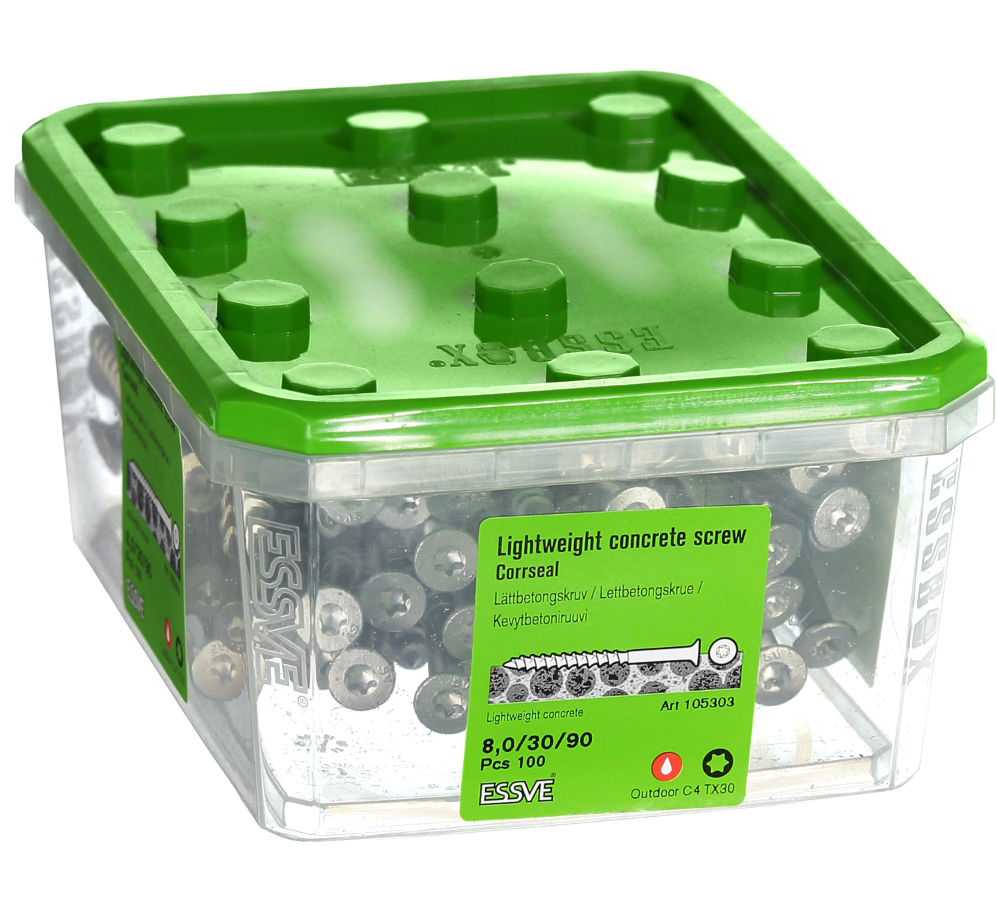 LÄTTBETONGSKRUV 8X90 CS 100ST FÖRSÄNKT SKALLE