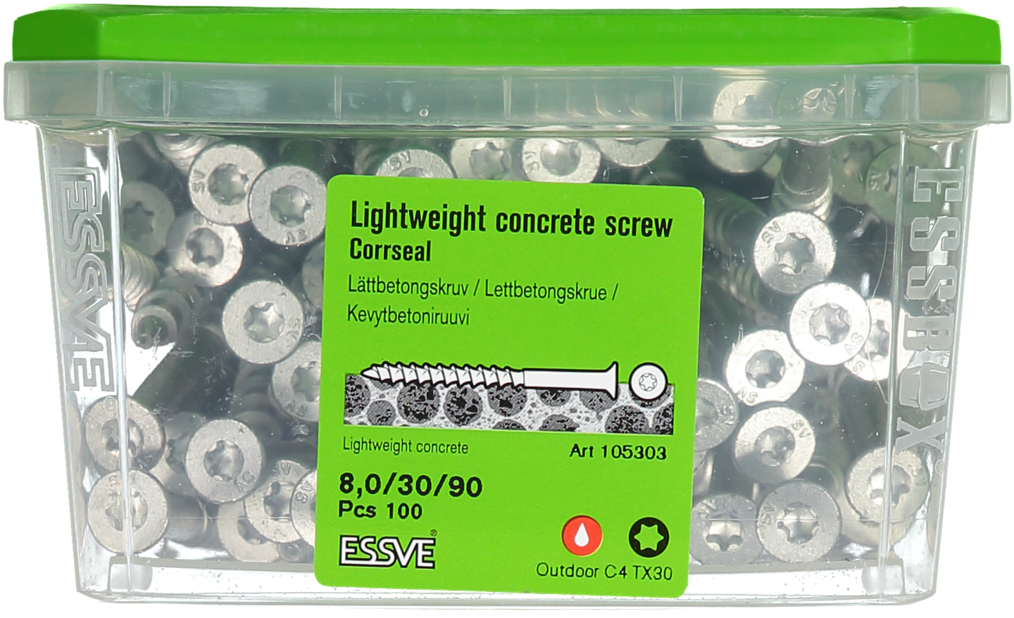 LÄTTBETONGSKRUV 8X90 CS 100ST FÖRSÄNKT SKALLE