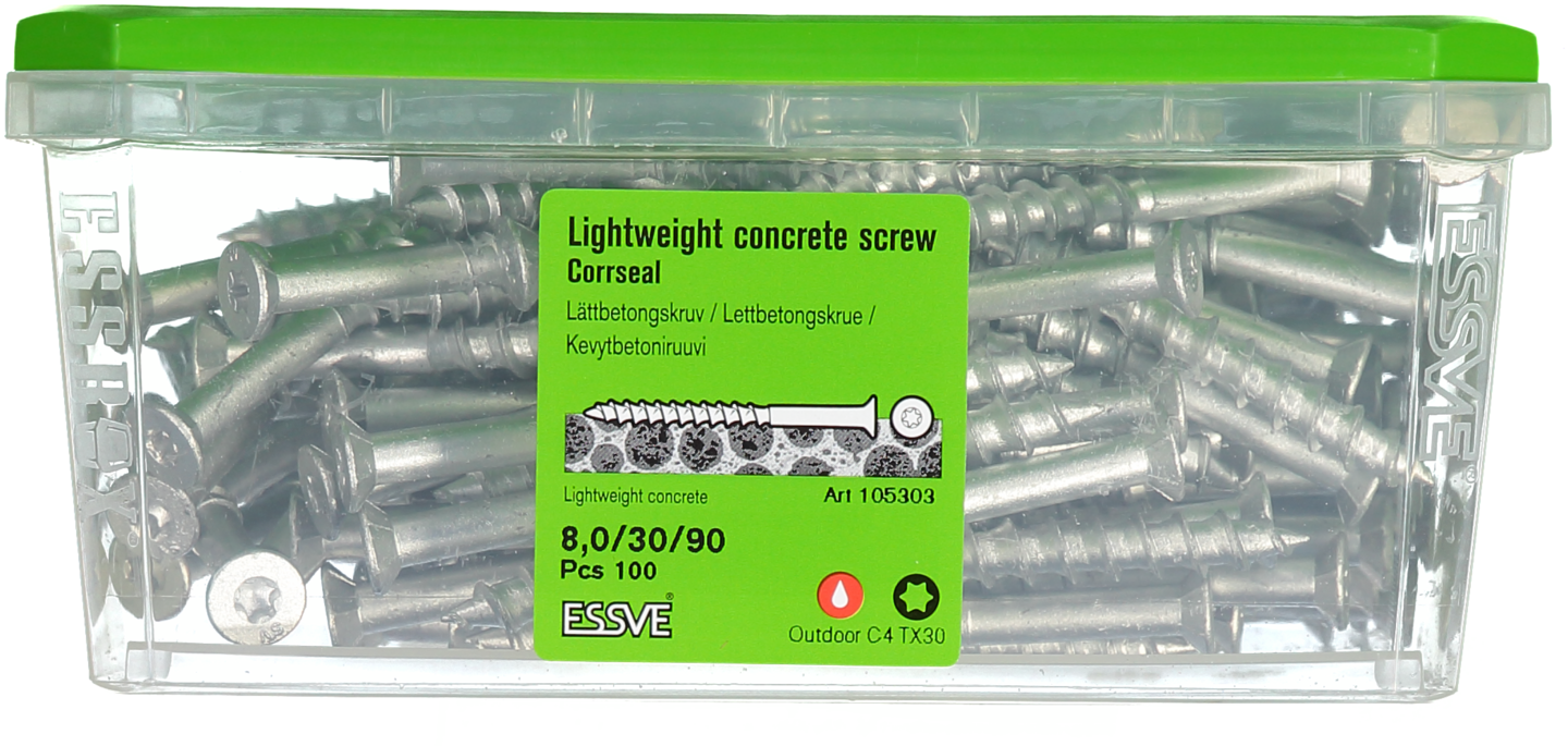 LÄTTBETONGSKRUV 8X90 CS 100ST FÖRSÄNKT SKALLE