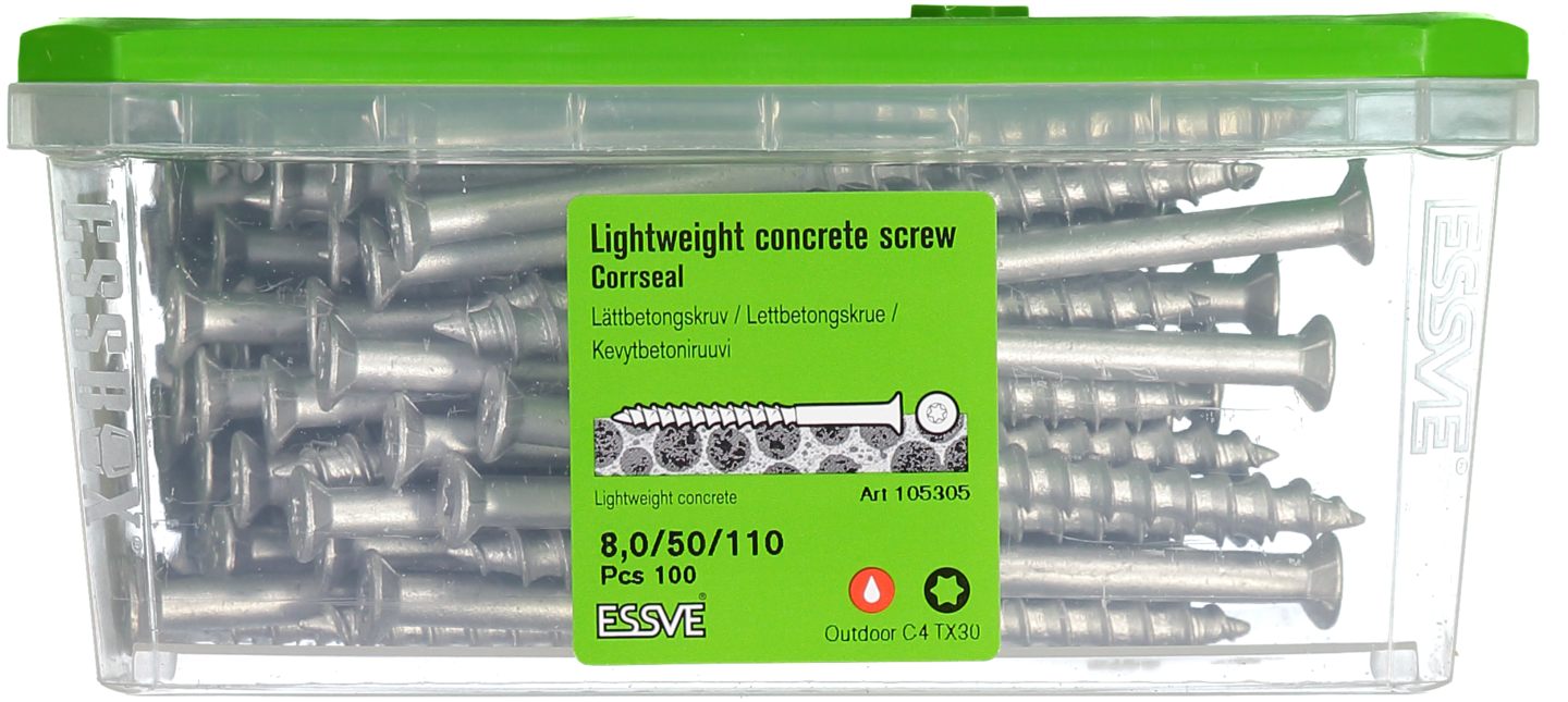 LÄTTBETONGSKRUV 8X110 CS 100ST FÖRSÄNKT SKALLE
