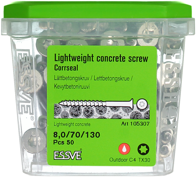 LÄTTBETONGSKRUV 8X130 CS 50ST FÖRSÄNKT SKALLE