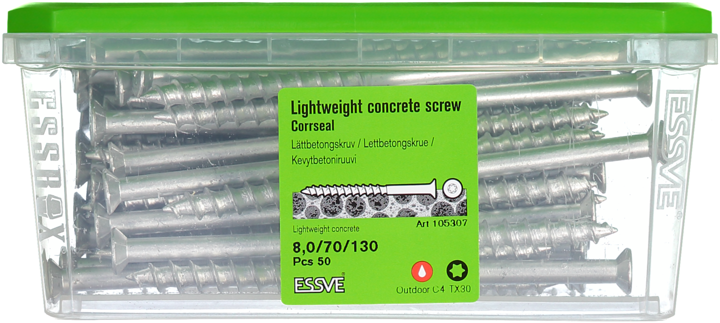 LÄTTBETONGSKRUV 8X130 CS 50ST FÖRSÄNKT SKALLE