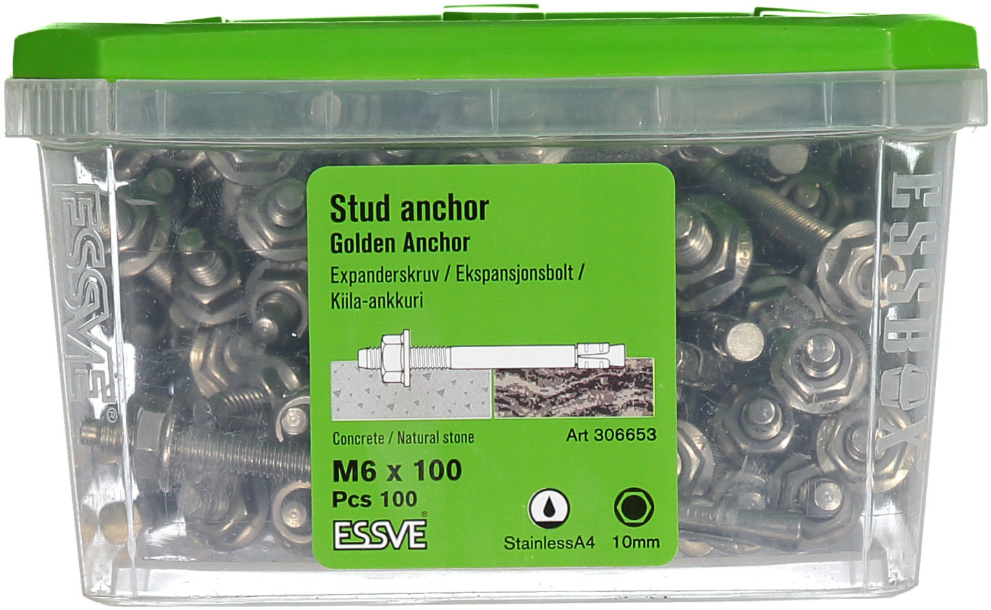 EXPANDERBULT M6X100 A4 100ST ROST/SYRAFAST