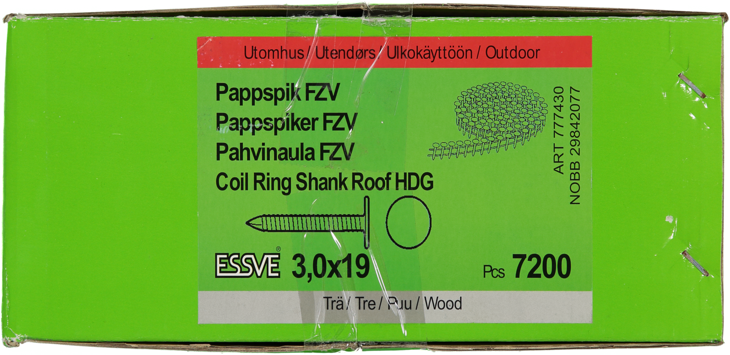 PAPPSPIK 15° 3,0/19MM 7200ST RULLBANDAD VARMFÖRZINKAD (FZV)