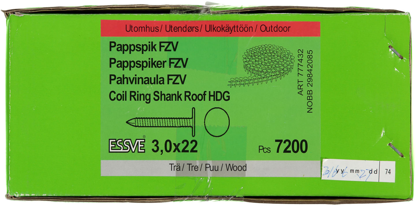 PAPPSPIK 15° 3,0/22MM 7200ST RULLBANDAD VARMFÖRZINKAD (FZV)
