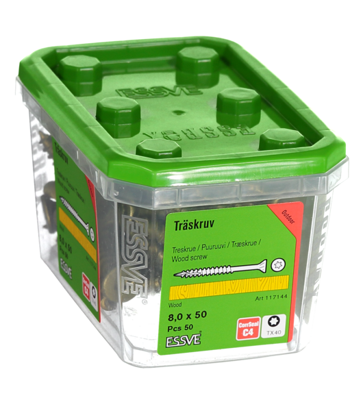 TRÄSKRUV ESSVE CUTTERS FÖRSÄNKT HUVUD CORRSEAL 8,0X50 50ST