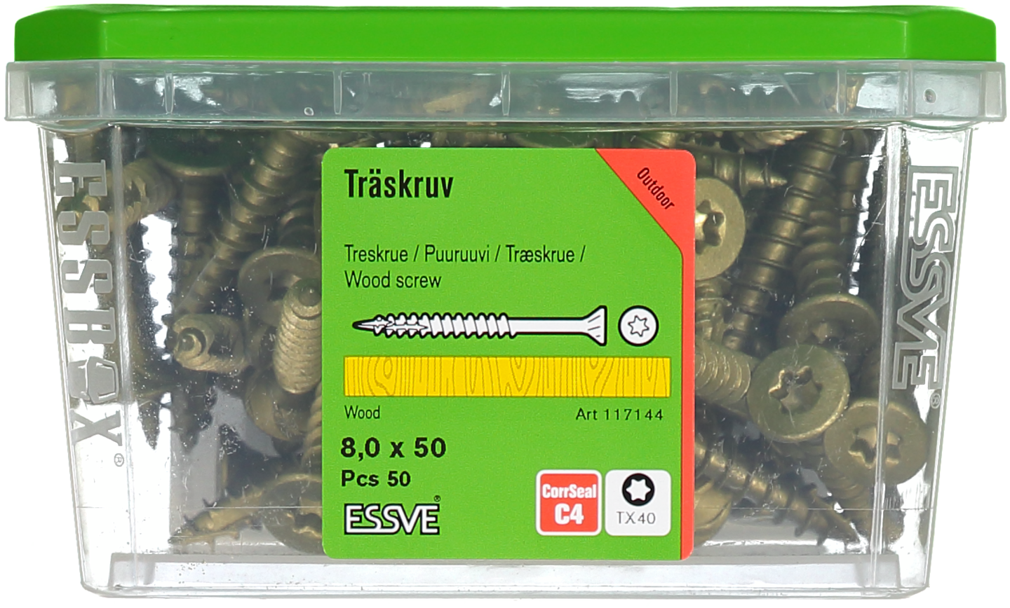 TRÄSKRUV ESSVE CUTTERS FÖRSÄNKT HUVUD CORRSEAL 8,0X50 50ST