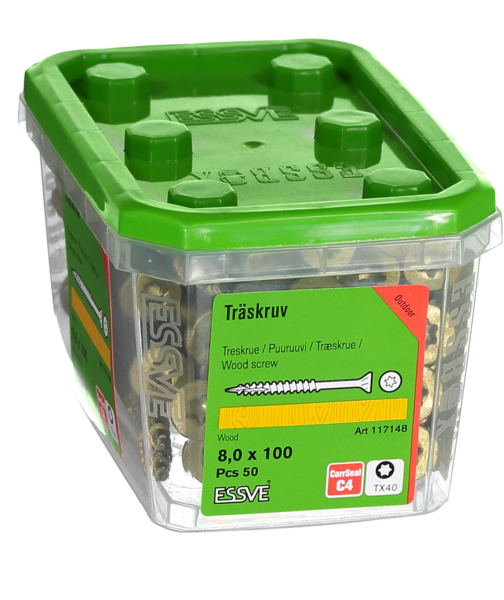 TRÄSKRUV ESSVE CUTTERS FÖRSÄNKT HUVUD CORRSEAL 8,0X100 50ST