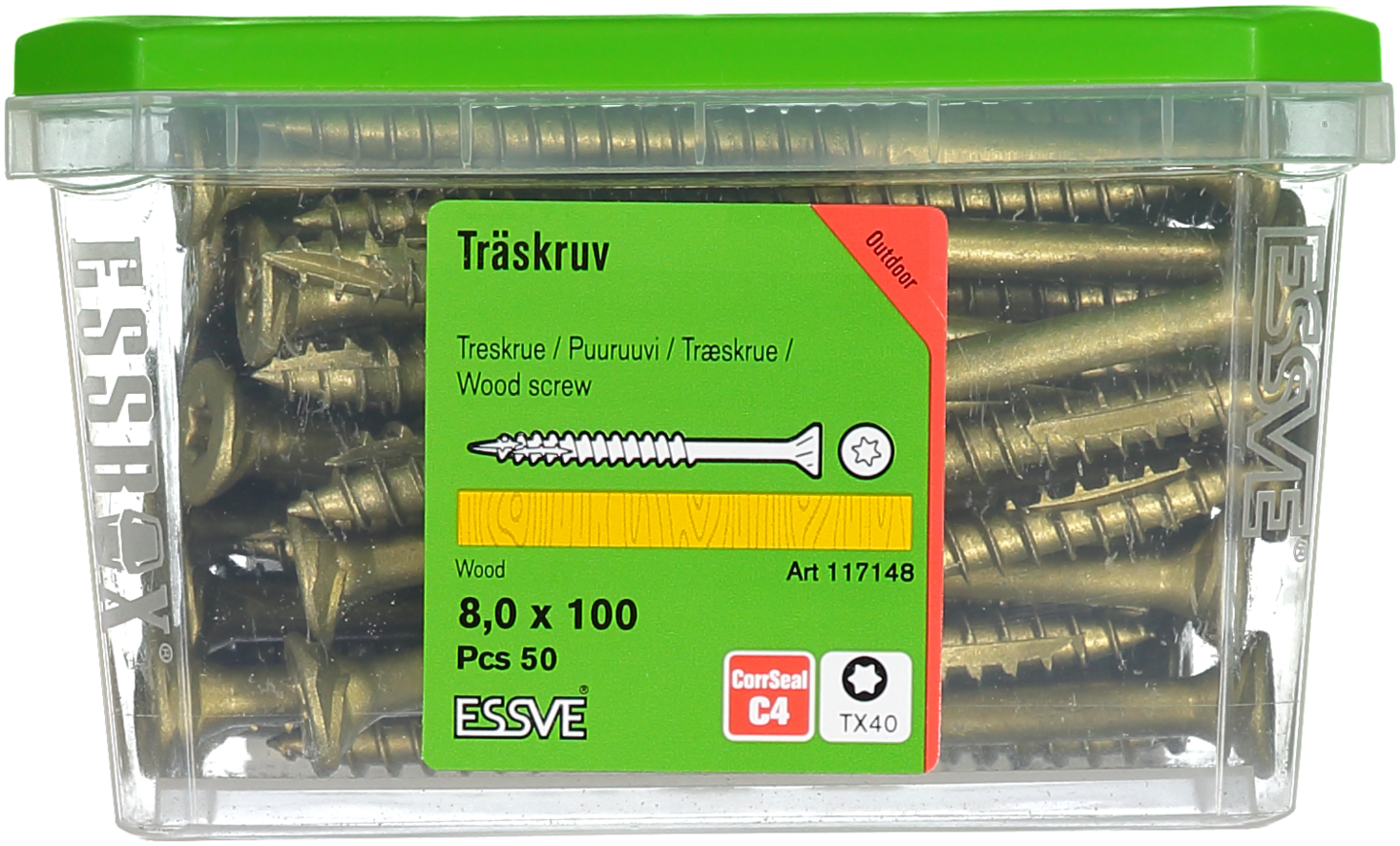 TRÄSKRUV ESSVE CUTTERS FÖRSÄNKT HUVUD CORRSEAL 8,0X100 50ST