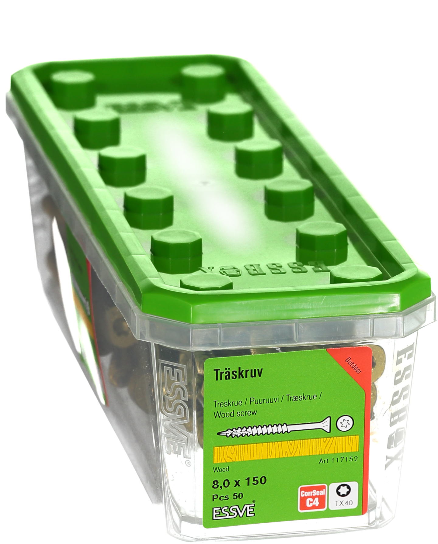 TRÄSKRUV ESSVE CUTTERS FÖRSÄNKT HUVUD CORRSEAL 8,0X150 50ST