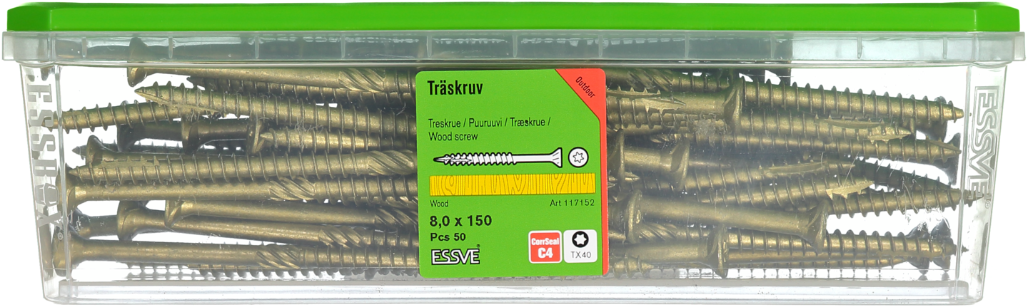 TRÄSKRUV ESSVE CUTTERS FÖRSÄNKT HUVUD CORRSEAL 8,0X150 50ST
