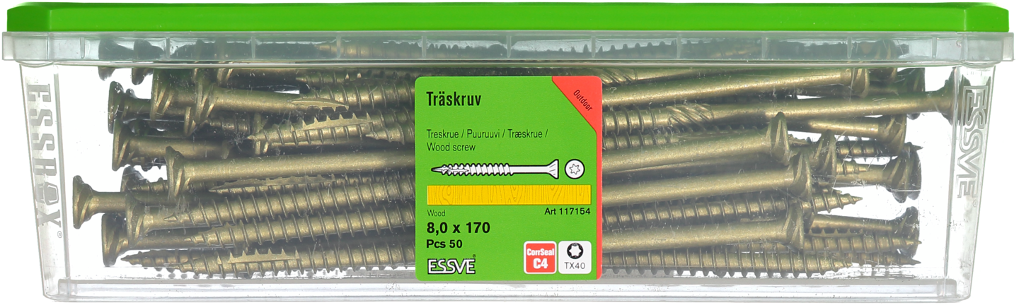 TRÄSKRUV ESSVE FS UTV 8,0X170 50ST TX40