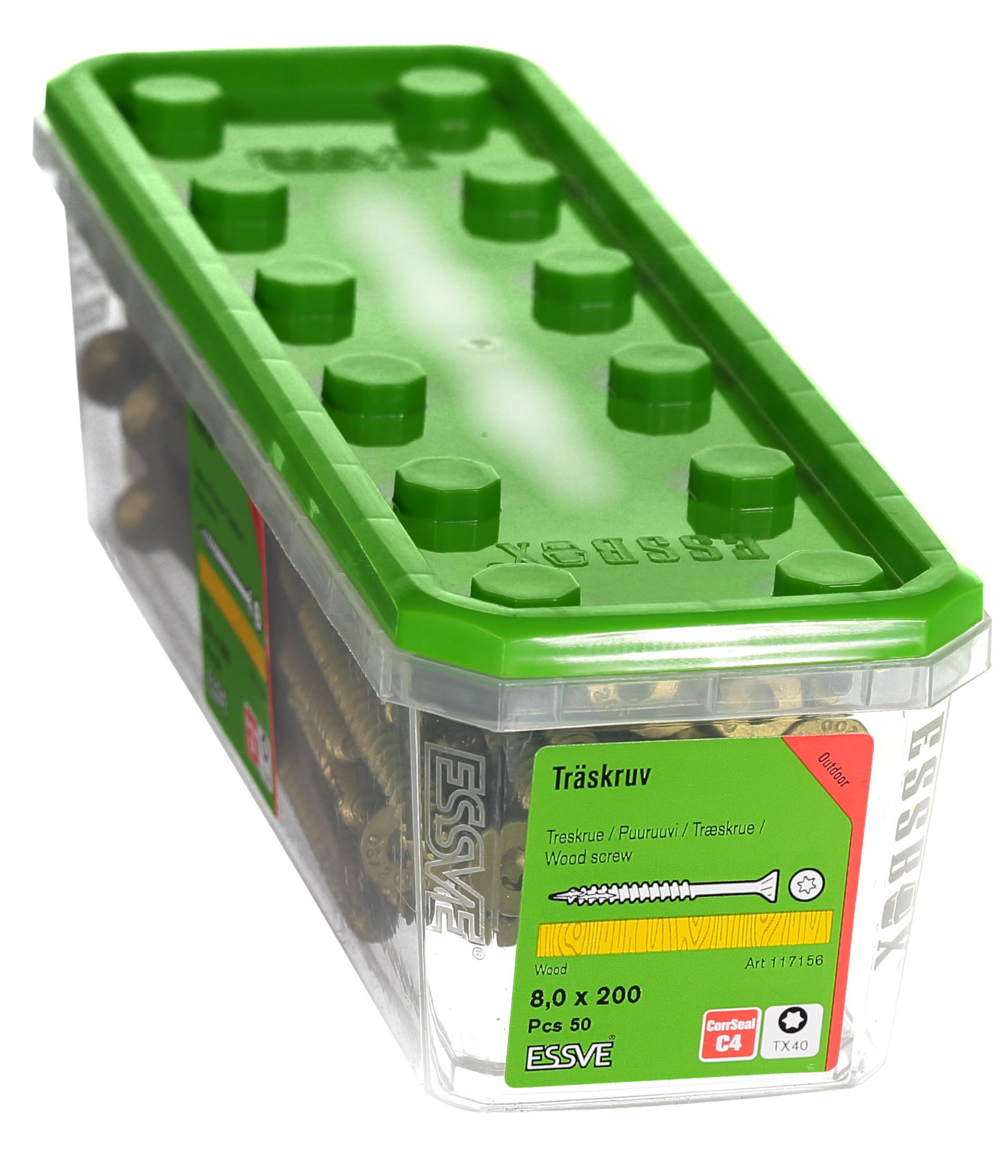 TRÄSKRUV ESSVE CUTTERS FÖRSÄNKT HUVUD CORRSEAL 8,0X200 50ST