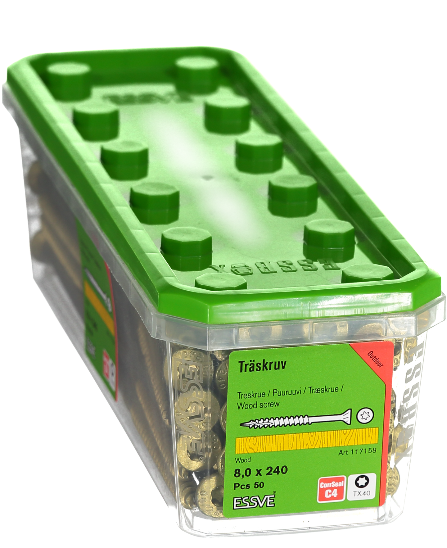 TRÄSKRUV ESSVE CUTTERS FÖRSÄNKT HUVUD CORRSEAL 8,0X240 50ST