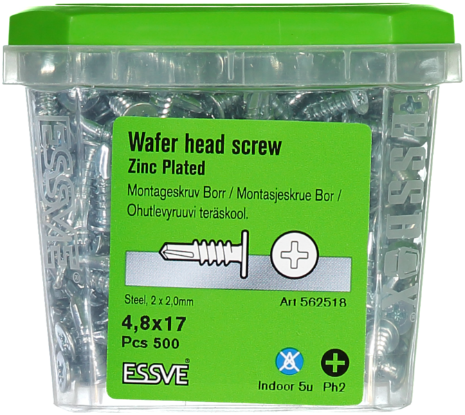 MONTAGESKRUV ESSVE MED BORRSPETS PH2 FZB 4,8X17 500ST