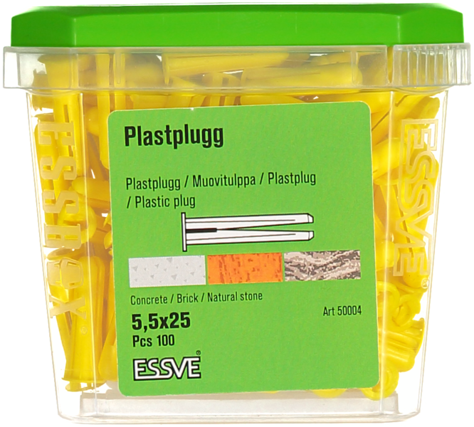 PLASTPLUGG GUL 100ST 5,5X25MM