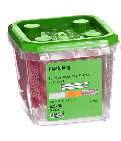 PLASTPLUGG RÖD 100ST 5,5X35MM