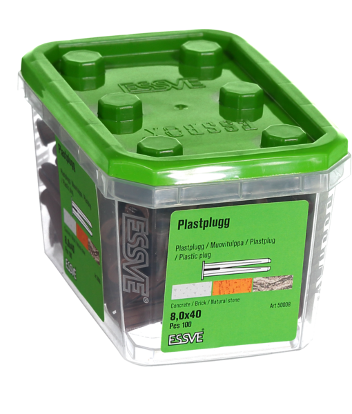PLASTPLUGG BRUN 100ST 8,0X40MM