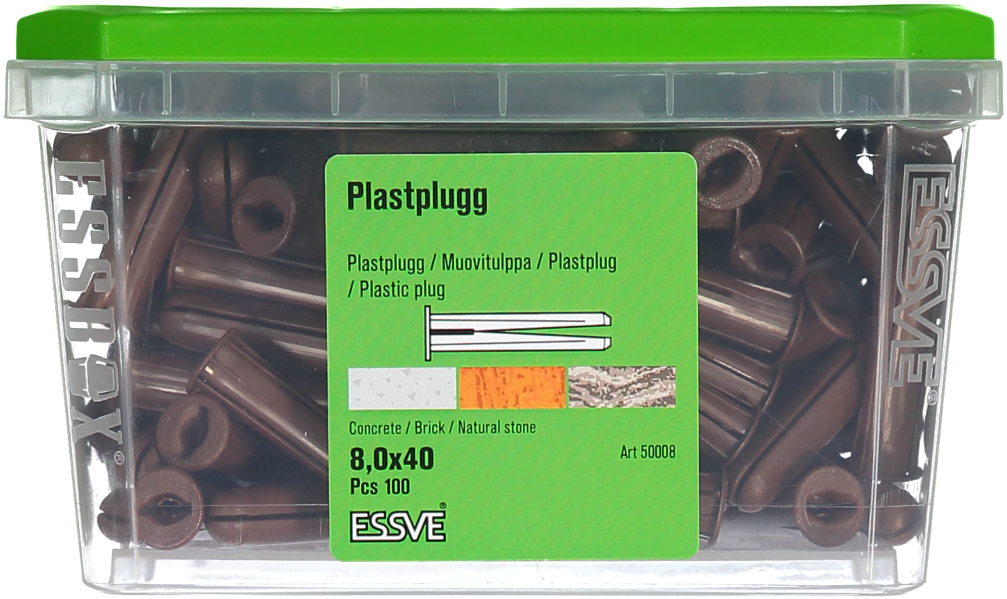 PLASTPLUGG BRUN 100ST 8,0X40MM