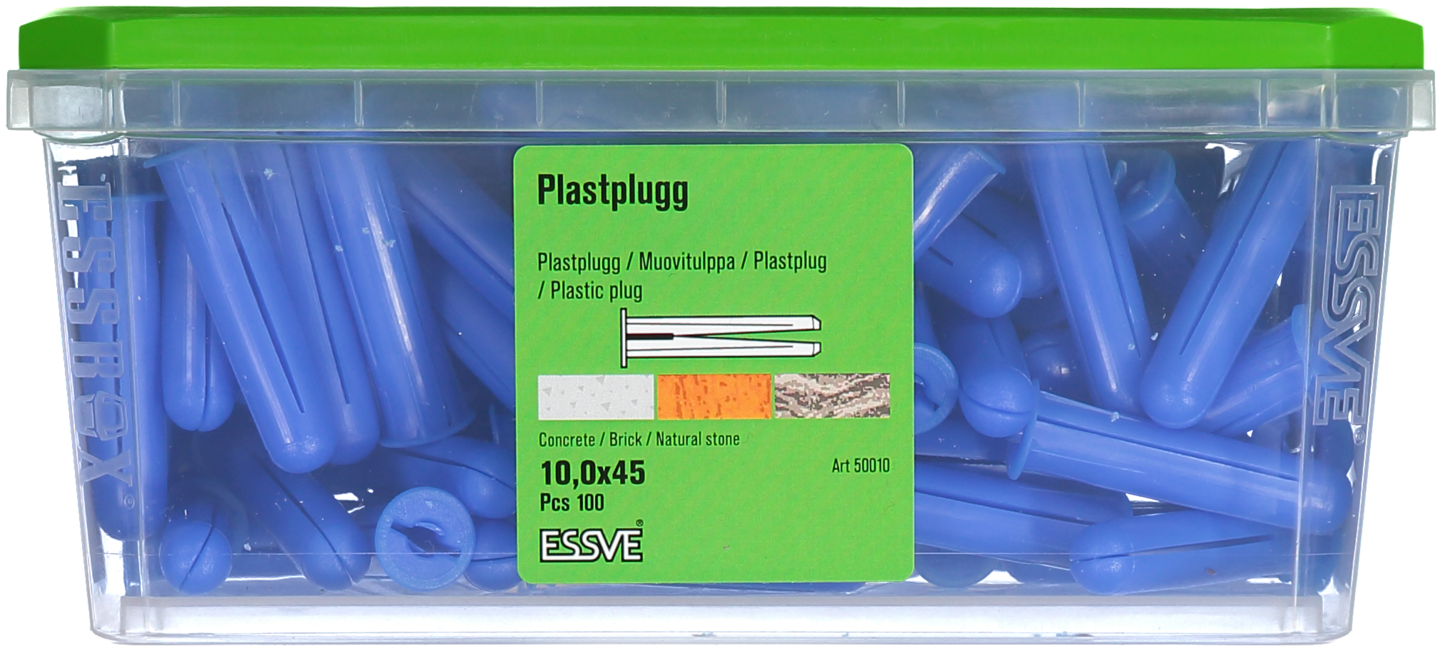 PLASTPLUGG BLÅ 100ST 10,0X45MM