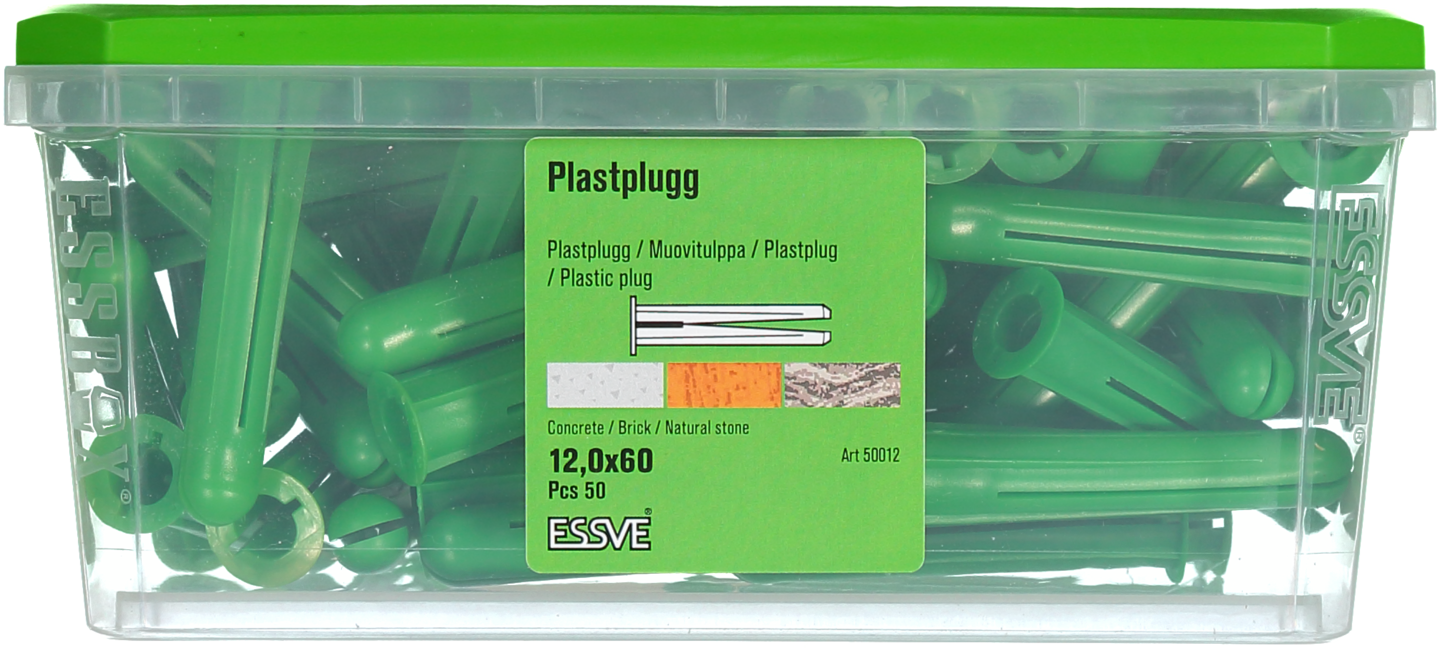 PLASTPLUGG GRÖN 50ST 12,0X60MM