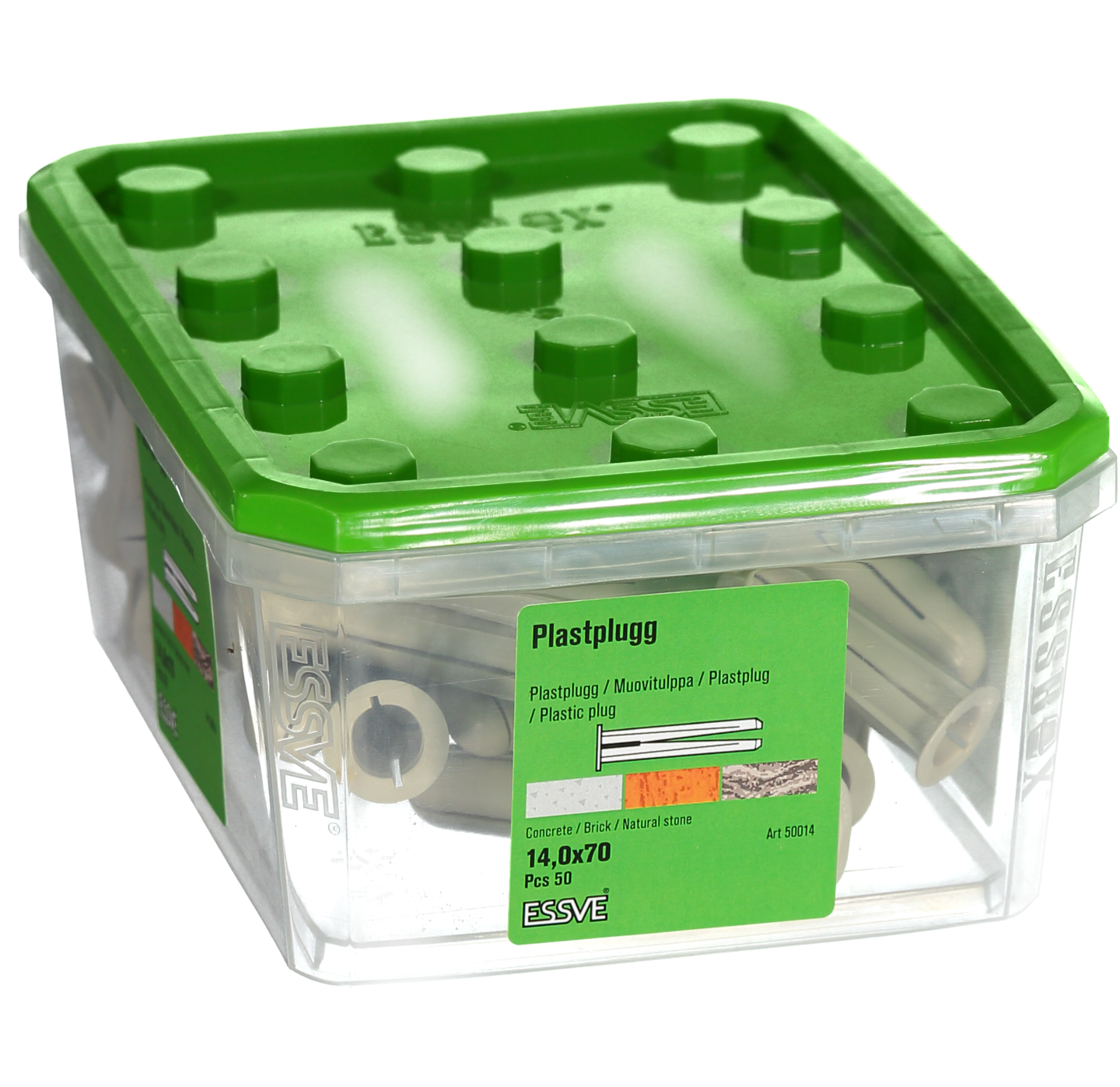 PLASTPLUGG ESSVE GRÅ 14X70 50ST