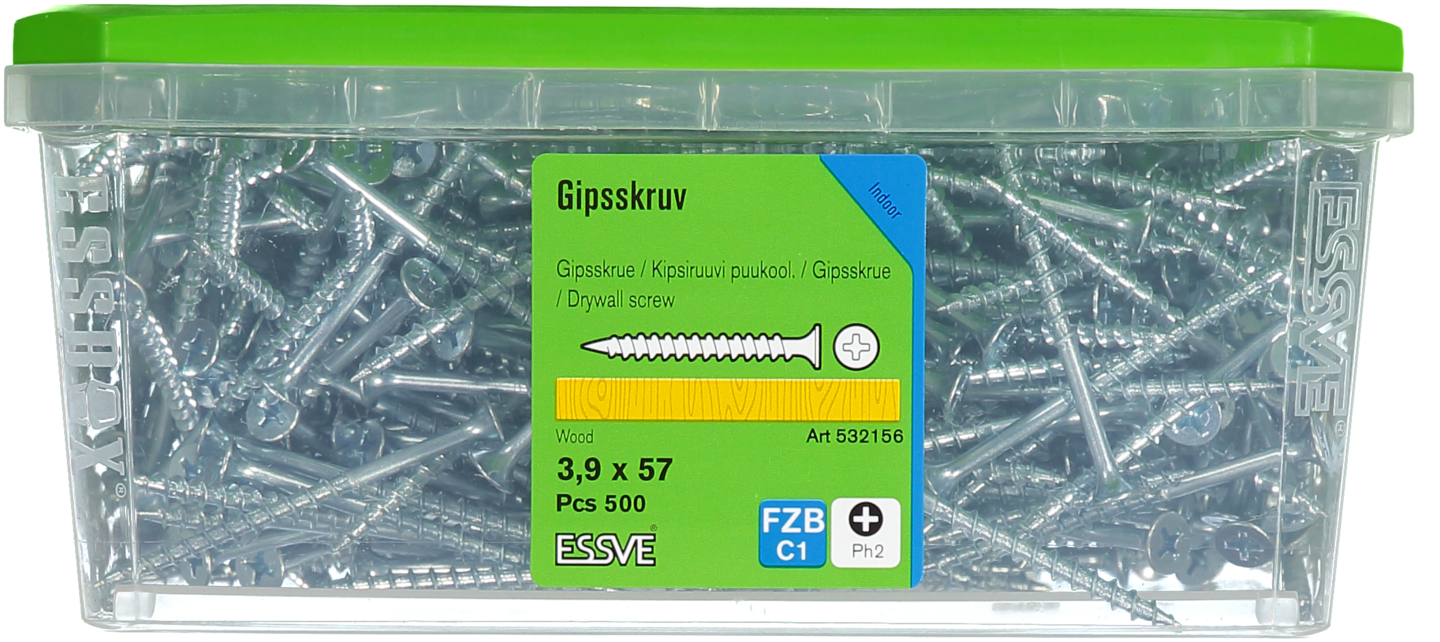 GIPSSKRUV TRÄ 3,9X57 500ST TRÄREGEL FZB