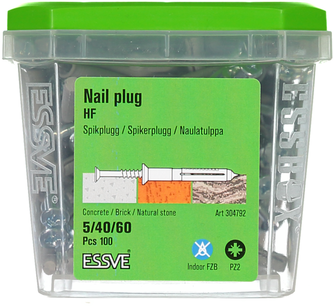 SPIKPLUGG ESSVE HF MED FÖRSÄNKT KRAGE FZB 5/40/60 100ST