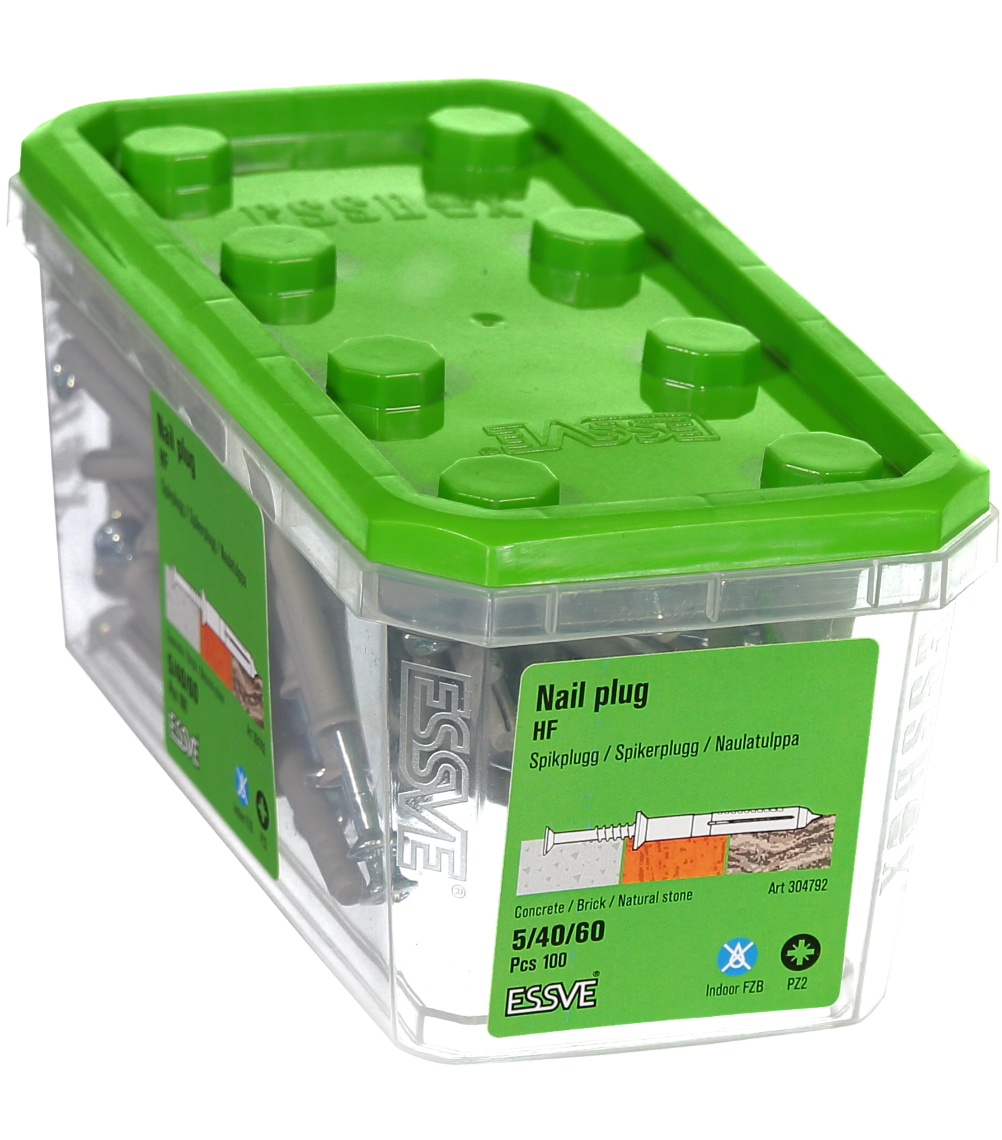 SPIKPLUGG ESSVE HF MED FÖRSÄNKT KRAGE FZB 5/40/60 100ST