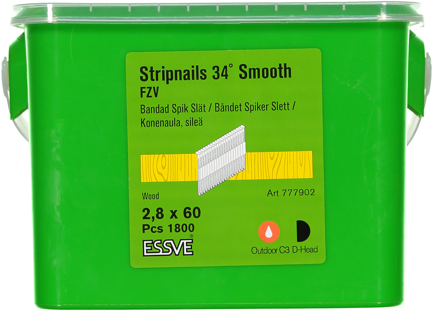 MASKINSPIK ESSVE 34GR SLÄT SPIK FZV 2,8X60 HINK