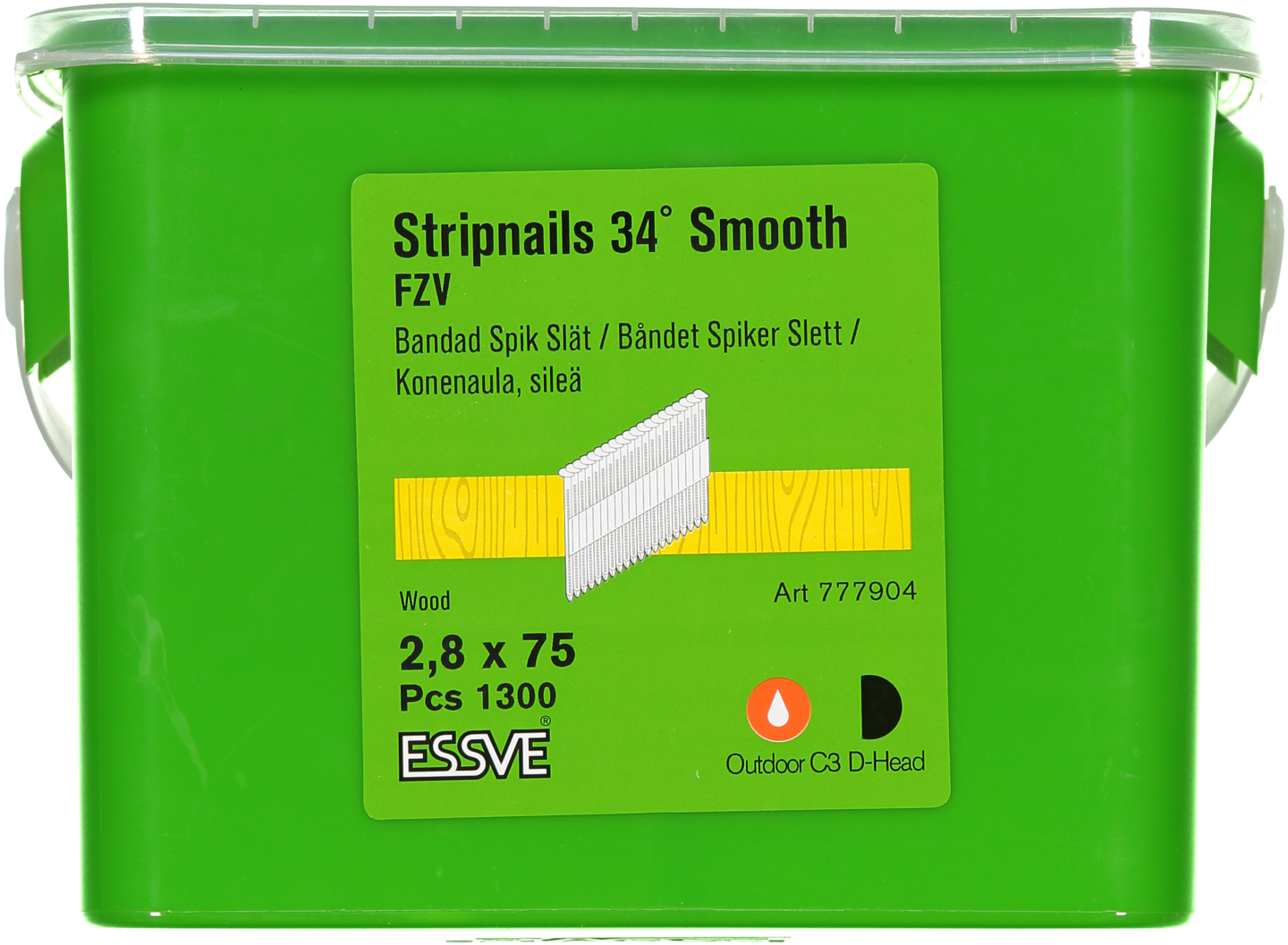 MASKINSPIK ESSVE 34GR SLÄT SPIK FZV 2,8X75 HINK