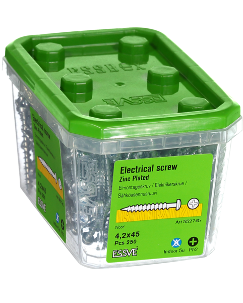 EL&MONTAGESKRUV ESSVE KULLRIGT HUVUD PH2 FZB 4,2X45 250ST