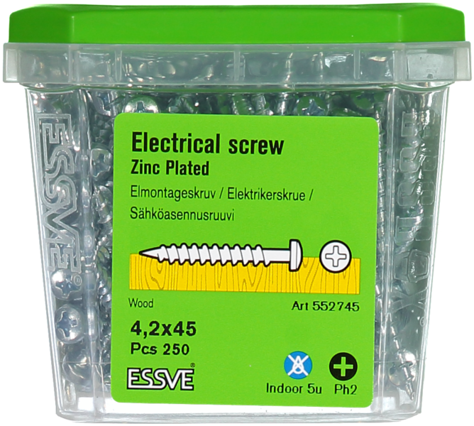 EL&MONTAGESKRUV ESSVE KULLRIGT HUVUD PH2 FZB 4,2X45 250ST