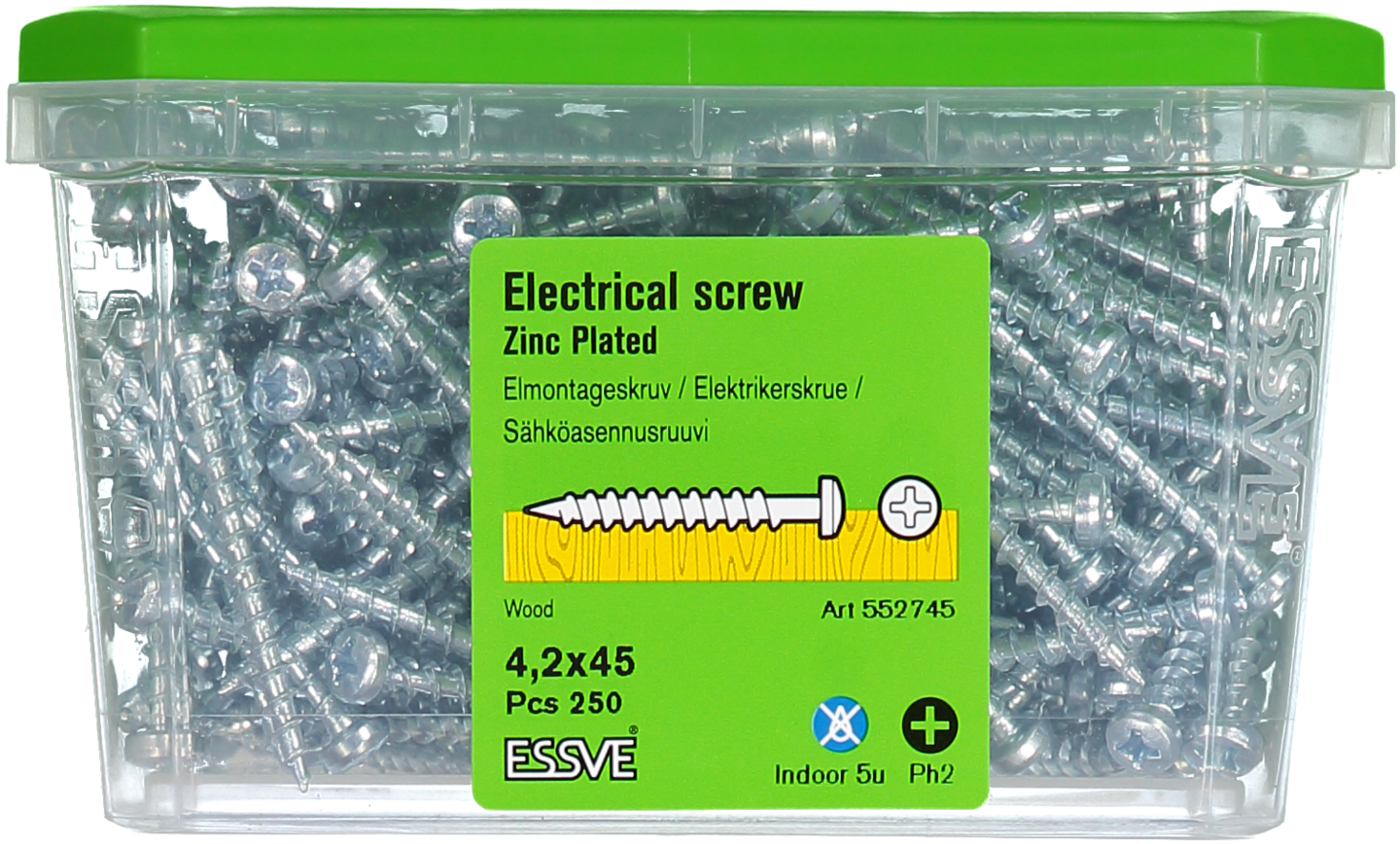 EL&MONTAGESKRUV ESSVE KULLRIGT HUVUD PH2 FZB 4,2X45 250ST