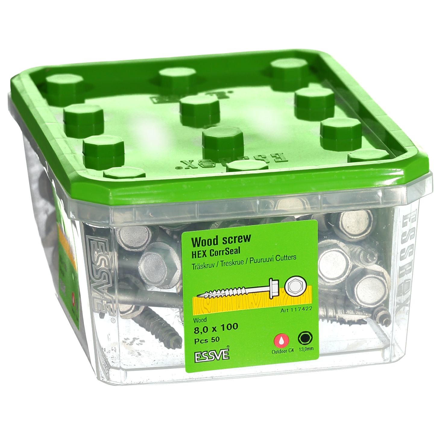 TRÄSKRUV ESSVE HEX UTV 8,0X100 50ST T6S