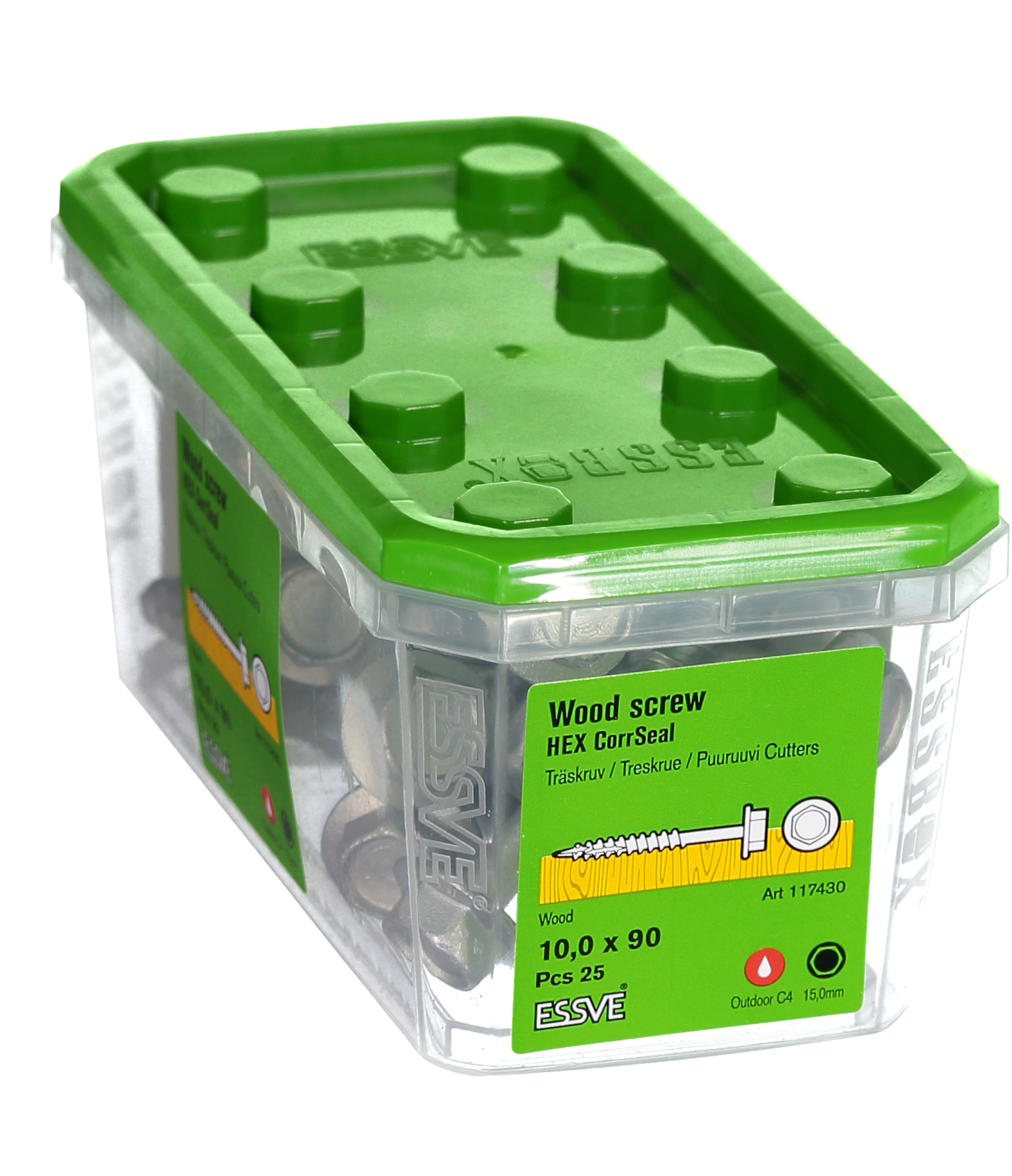 TRÄSKRUV ESSVE HEX UTV 10X90 25ST T6S