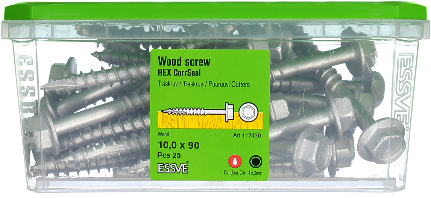 TRÄSKRUV ESSVE HEX UTV 10X90 25ST T6S