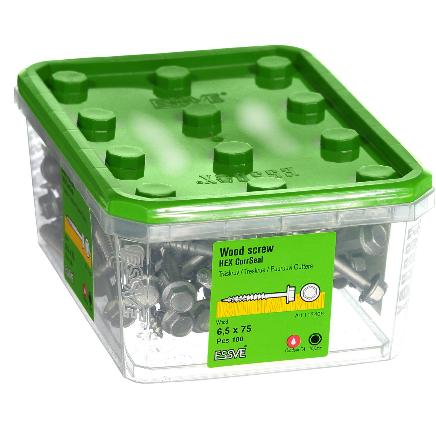 TRÄSKRUV ESSVE HEX UTV 6,5X75 100ST T6S