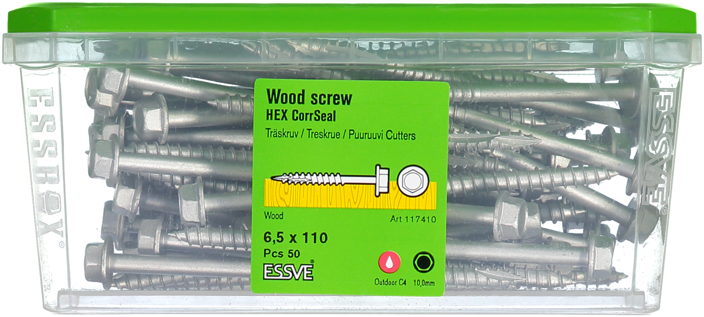 TRÄSKRUV ESSVE HEX UTV 6,5X110 50ST T6S